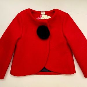 Kids RETRO VINTAGE 60s Pretty red bolero cold winter unique Jacket 1T-2T NWT